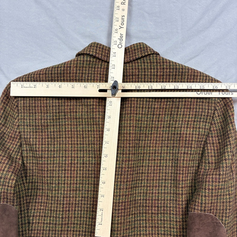 Lauren Ralph Lauren Skirt Suit Women 8 Brown Houndstooth Wool Suede Patches - Picture 12 of 16